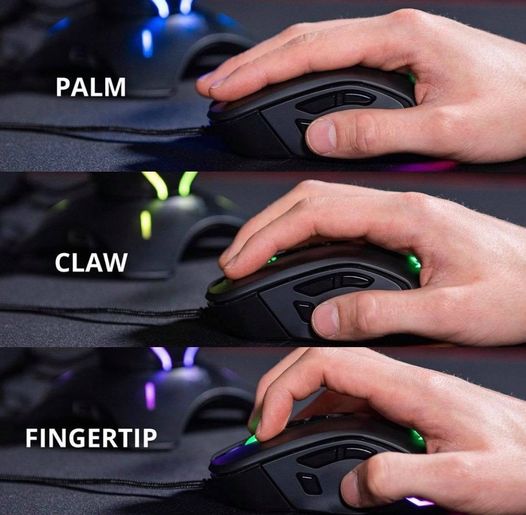 tipos de page ou grip de um rato gaming