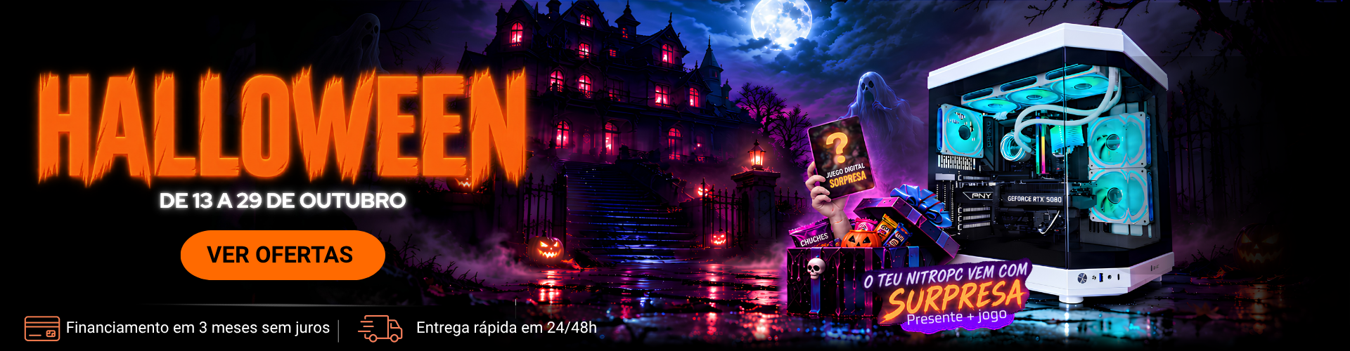 Descontos de Halloween de 13 a 29 de outubro · O teu Nitropc vem com presente e jogo surpresa