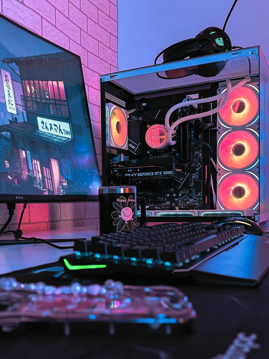 Secretária com PC Nitropc, monitor, teclado e tapete Nitropc